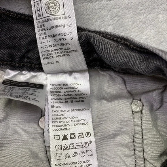 Levi's 501 Grey Wash Button Fly Straight Leg Distressed Hem Jeans Sz 27 Grunge - Picture 11 of 13